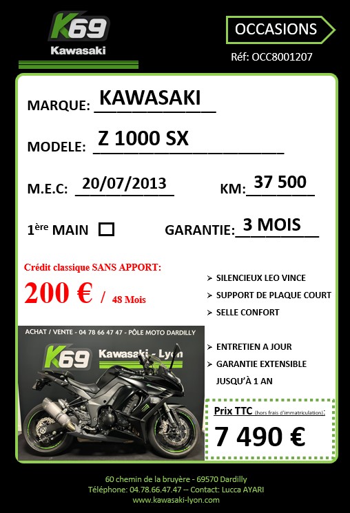 photo de KAWASAKI Z1000 1000 occasion de couleur  en vente à Dardilly n°1